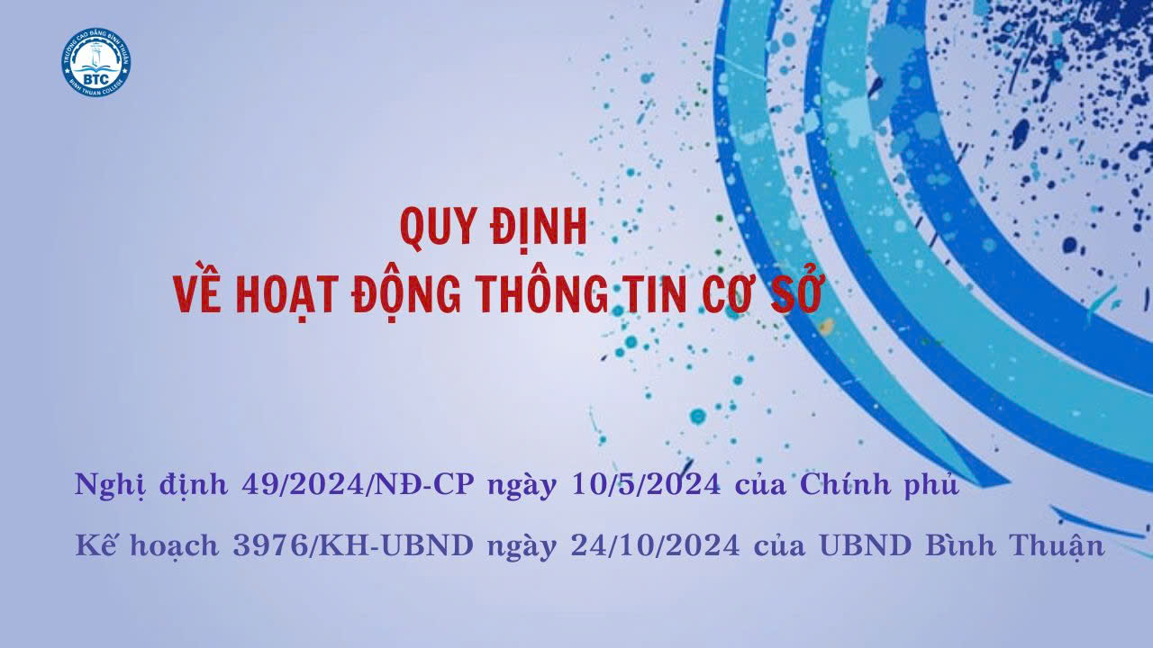 QUY ĐỊNH VỀ HOẠT ĐỘNG THÔNG TIN CƠ SỞ