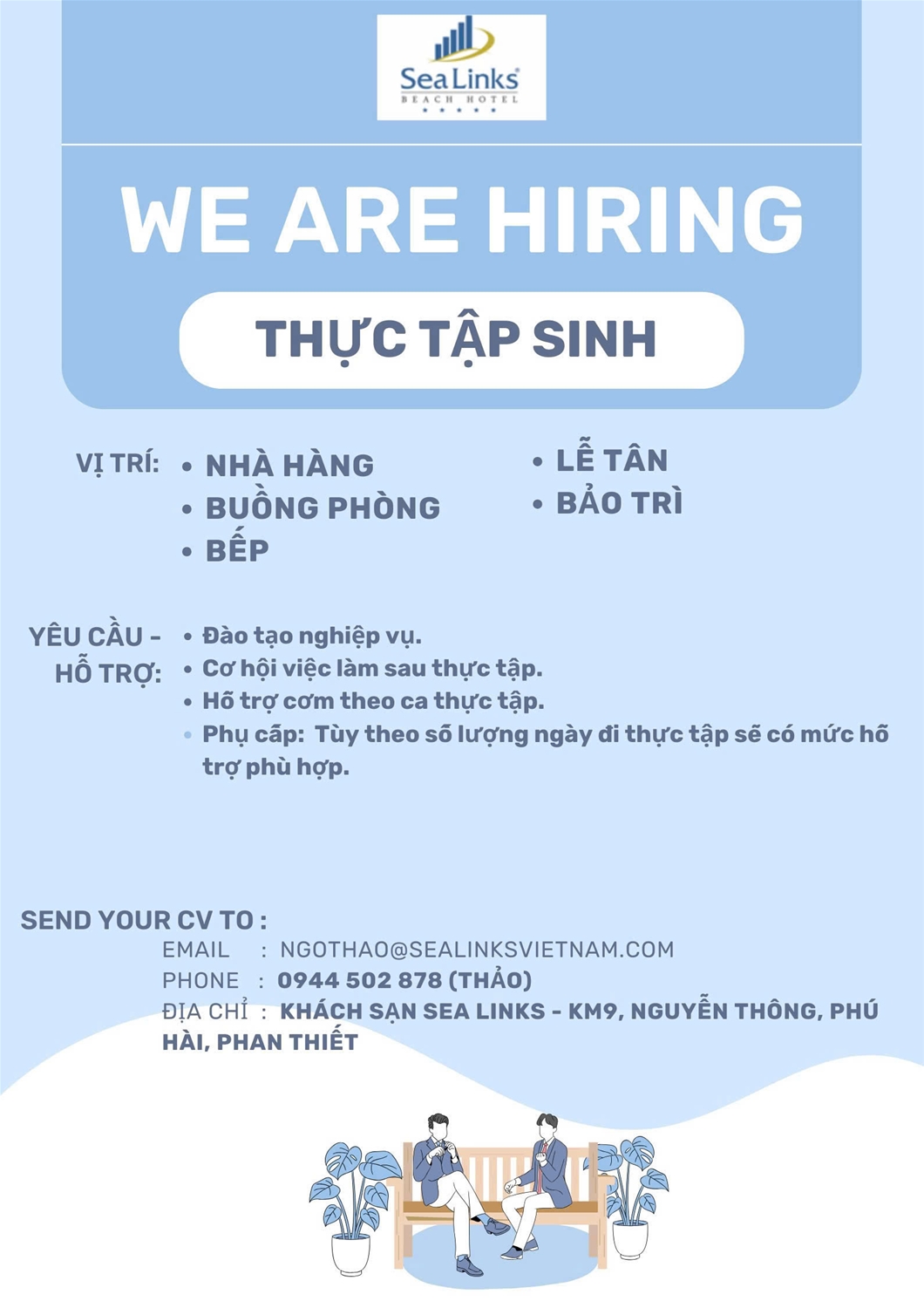 SEA LINKS BEACH HOTEL TUYỂN THỰC TẬP SINH