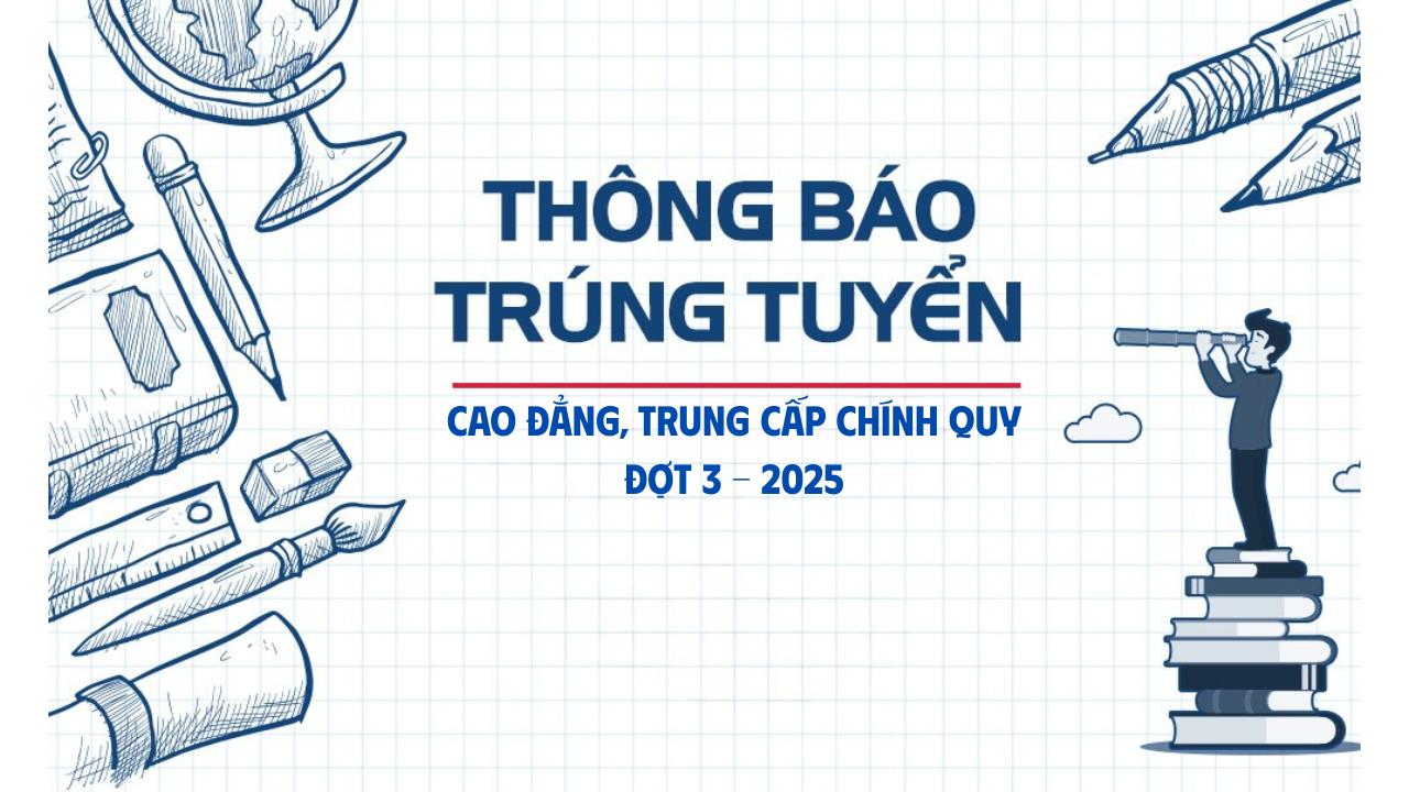 Thông báo kết quả trúng tuyển các ngành lĩnh vực giáo dục nghề nghiệp Trình độ cao đẳng, trung cấp – Hình thức đào tạo chính quy - Đợt 3, năm 2025