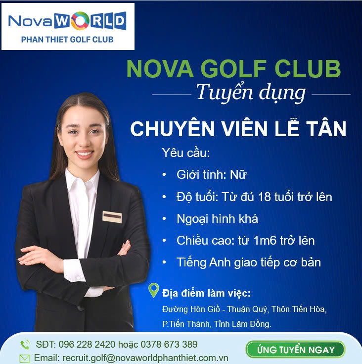 NOVA GOLF CLUB TUYỂN DỤNG