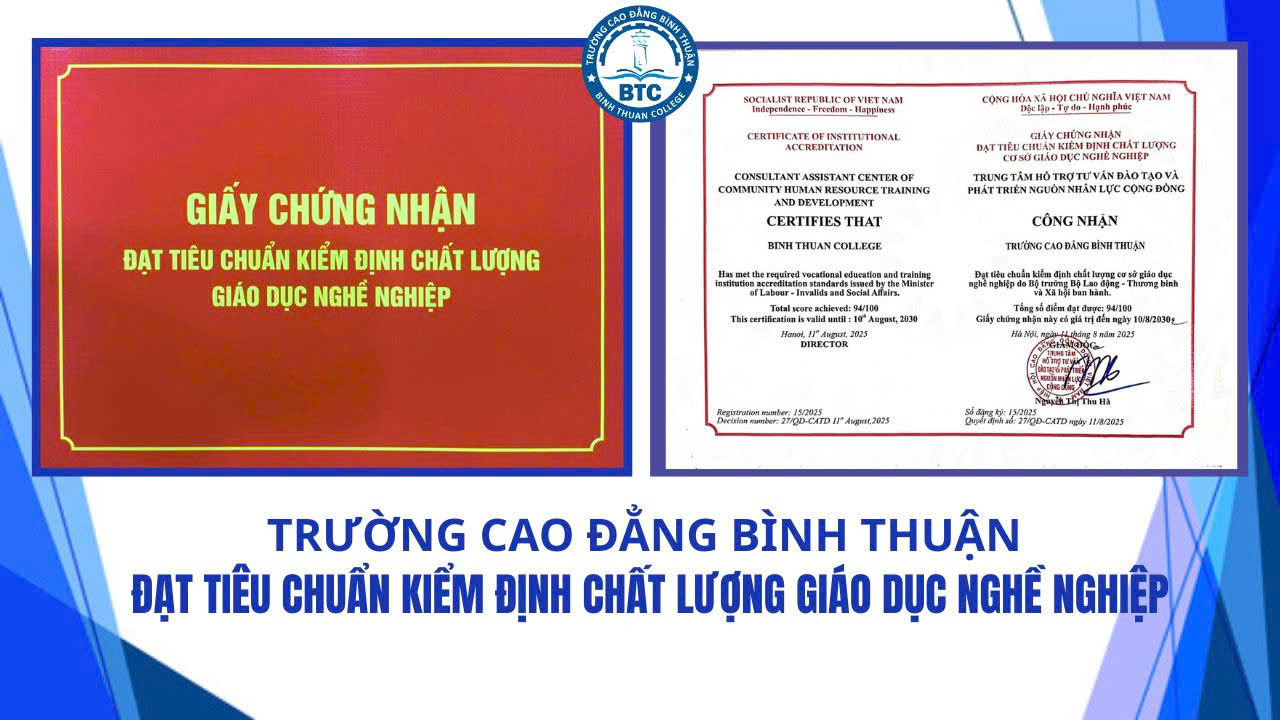 Tiêu chuẩn kiểm định chất lượng giáo dục nghề nghiệp
