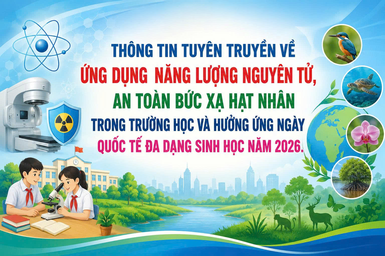 Tuyên truyền về ứng dụng năng lượng nguyên tử, an toàn bức xạ hạt nhân trong trường học và hưởng ứng Ngày Quốc tế đa dạng sinh học năm 2026