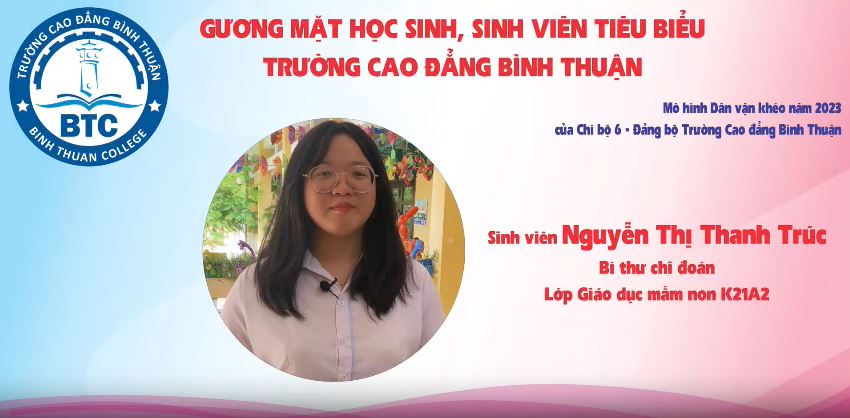 Gương Mặt Học Sinh, Sinh Viên Tiêu Biểu Trường Cao Đẳng Bình Thuận